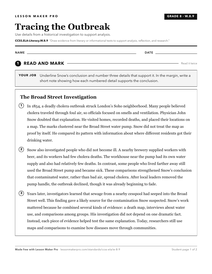Preview of the CCSS.ELA-Literacy.W.8.9 printable worksheet