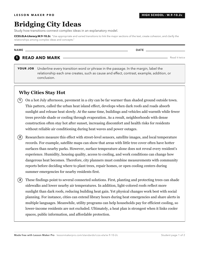 Preview of the CCSS.ELA-Literacy.W.9-10.2c printable worksheet