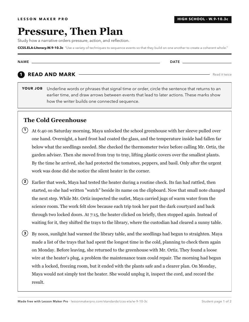 Preview of the CCSS.ELA-Literacy.W.9-10.3c printable worksheet