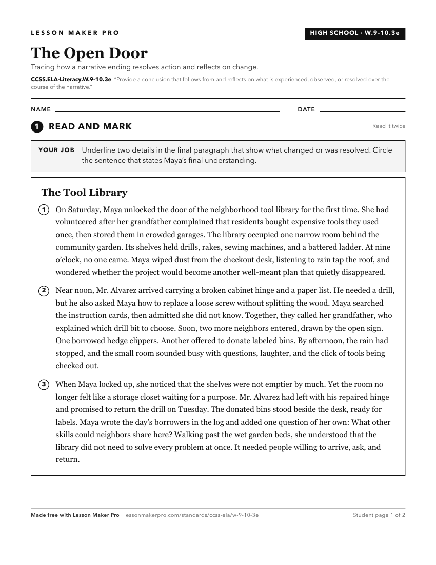Preview of the CCSS.ELA-Literacy.W.9-10.3e printable worksheet