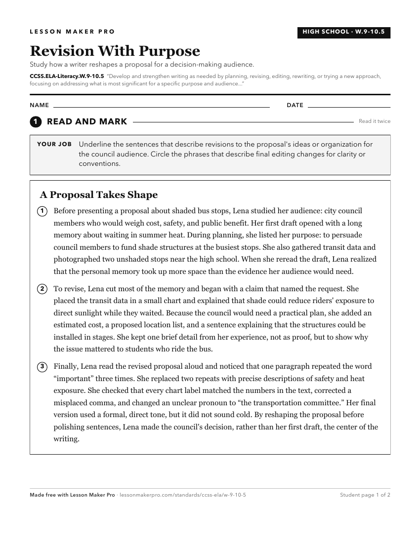 Preview of the CCSS.ELA-Literacy.W.9-10.5 printable worksheet