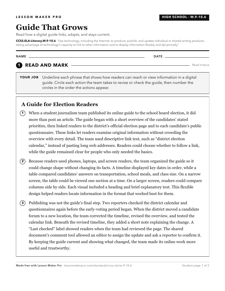 Preview of the CCSS.ELA-Literacy.W.9-10.6 printable worksheet