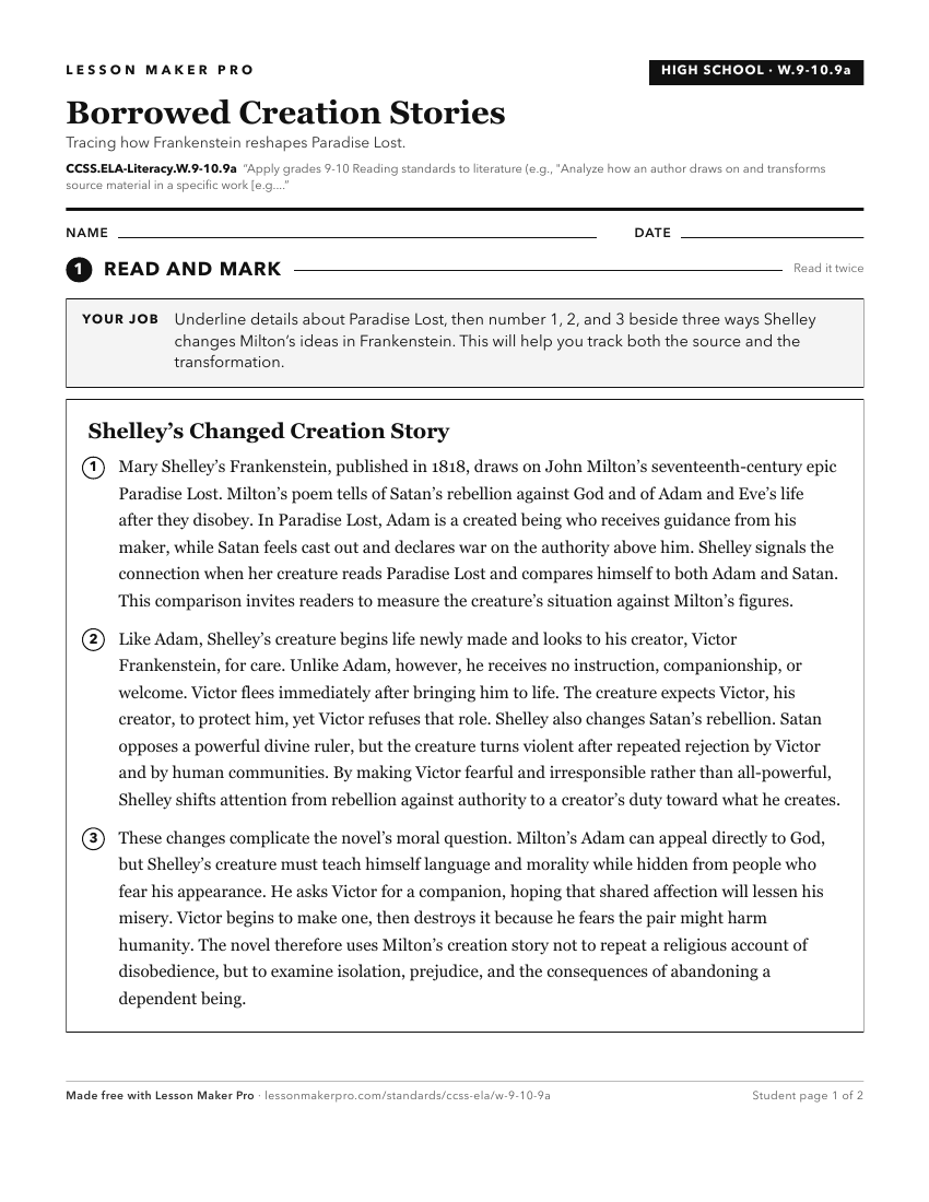 Preview of the CCSS.ELA-Literacy.W.9-10.9a printable worksheet