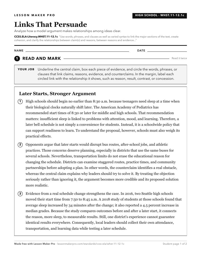 Preview of the CCSS.ELA-Literacy.WHST.11-12.1c printable worksheet