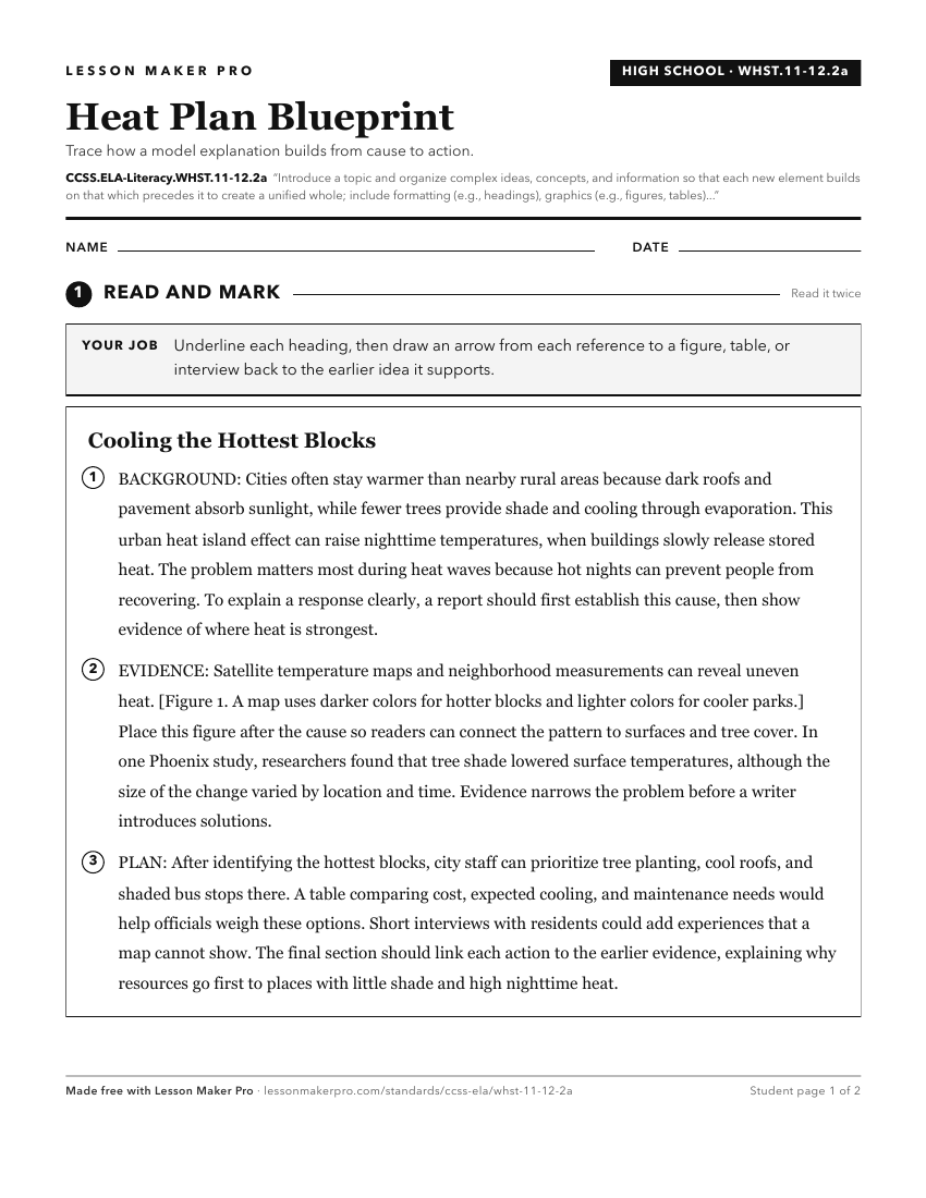 Preview of the CCSS.ELA-Literacy.WHST.11-12.2a printable worksheet