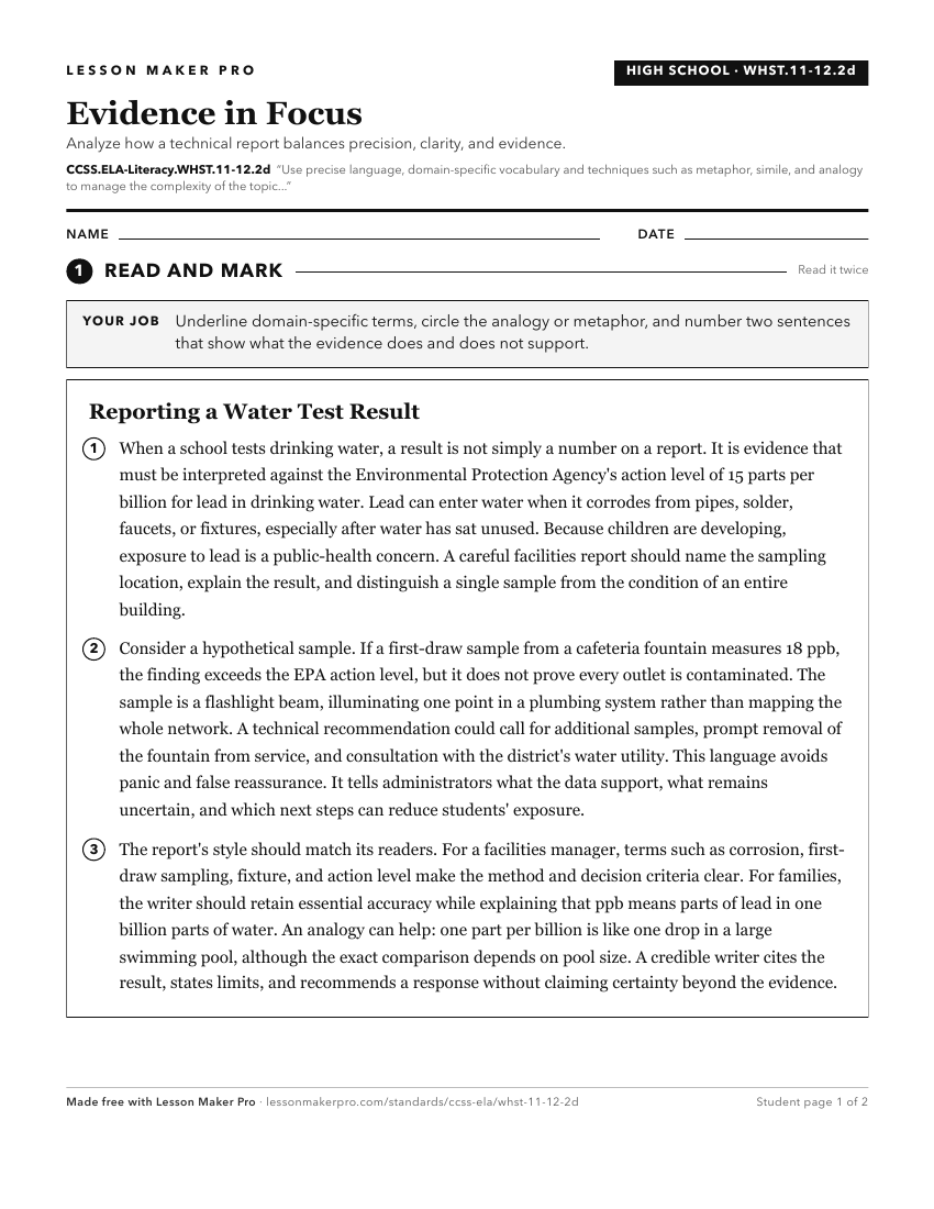 Preview of the CCSS.ELA-Literacy.WHST.11-12.2d printable worksheet