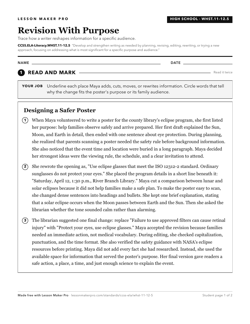 Preview of the CCSS.ELA-Literacy.WHST.11-12.5 printable worksheet