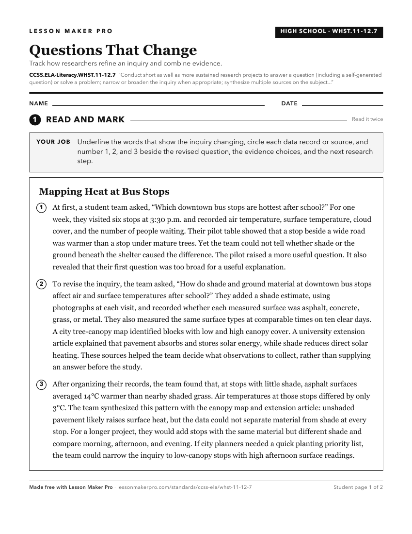Preview of the CCSS.ELA-Literacy.WHST.11-12.7 printable worksheet