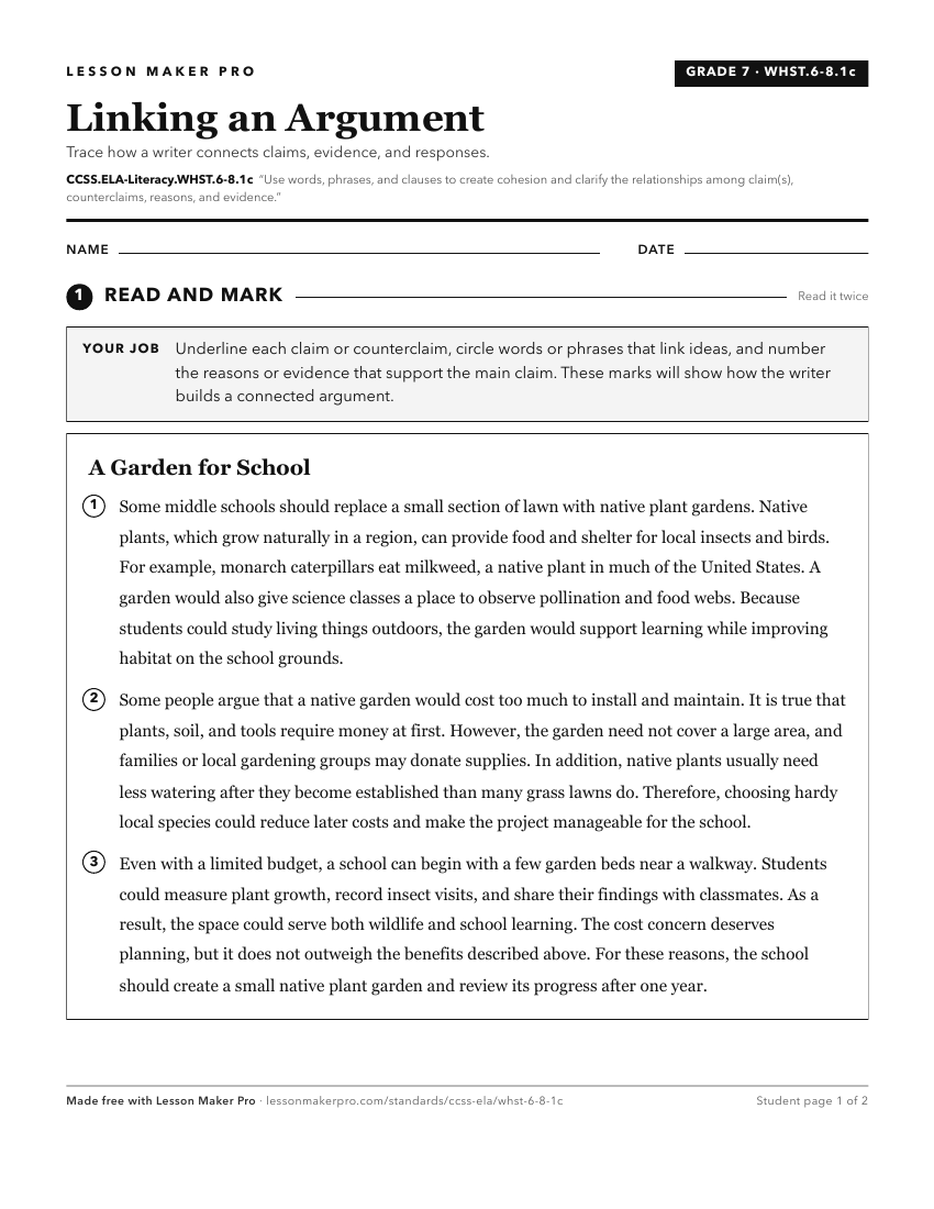 Preview of the CCSS.ELA-Literacy.WHST.6-8.1c printable worksheet