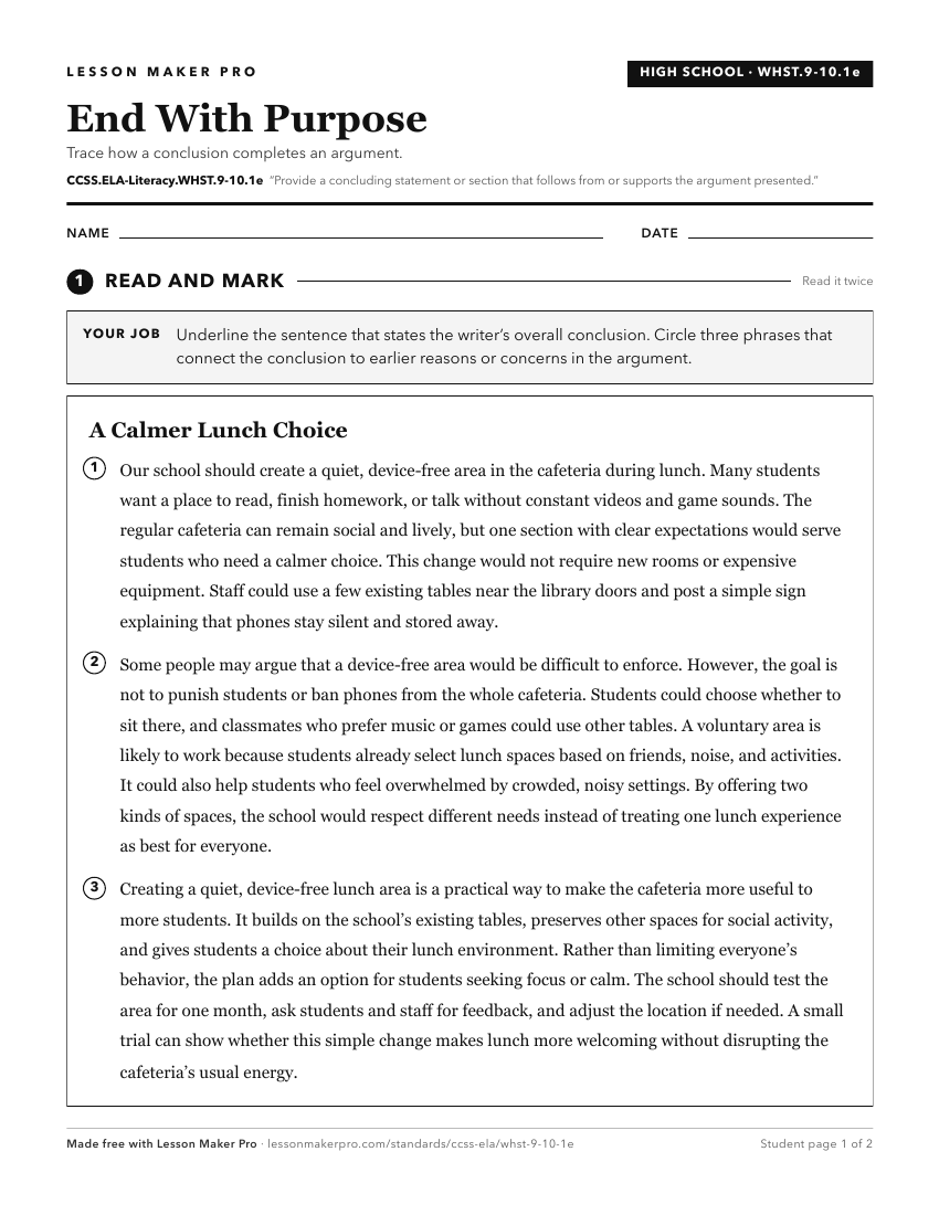 Preview of the CCSS.ELA-Literacy.WHST.9-10.1e printable worksheet