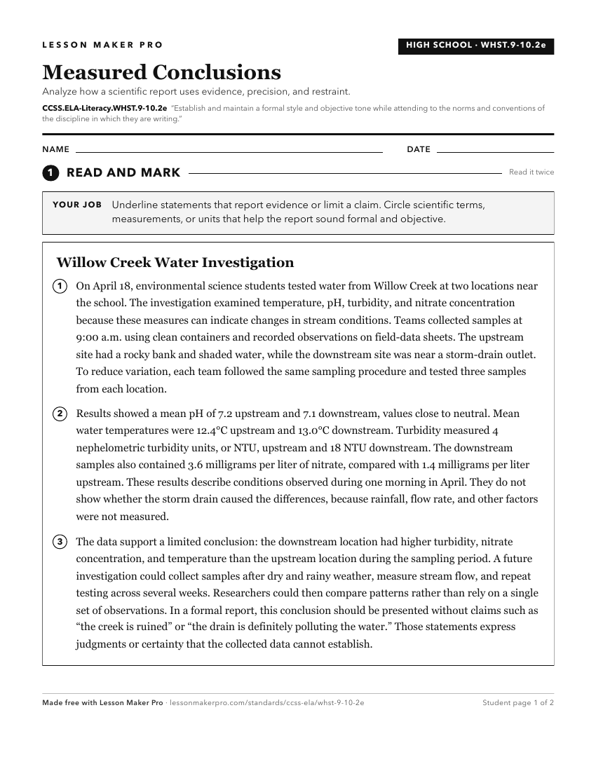 Preview of the CCSS.ELA-Literacy.WHST.9-10.2e printable worksheet