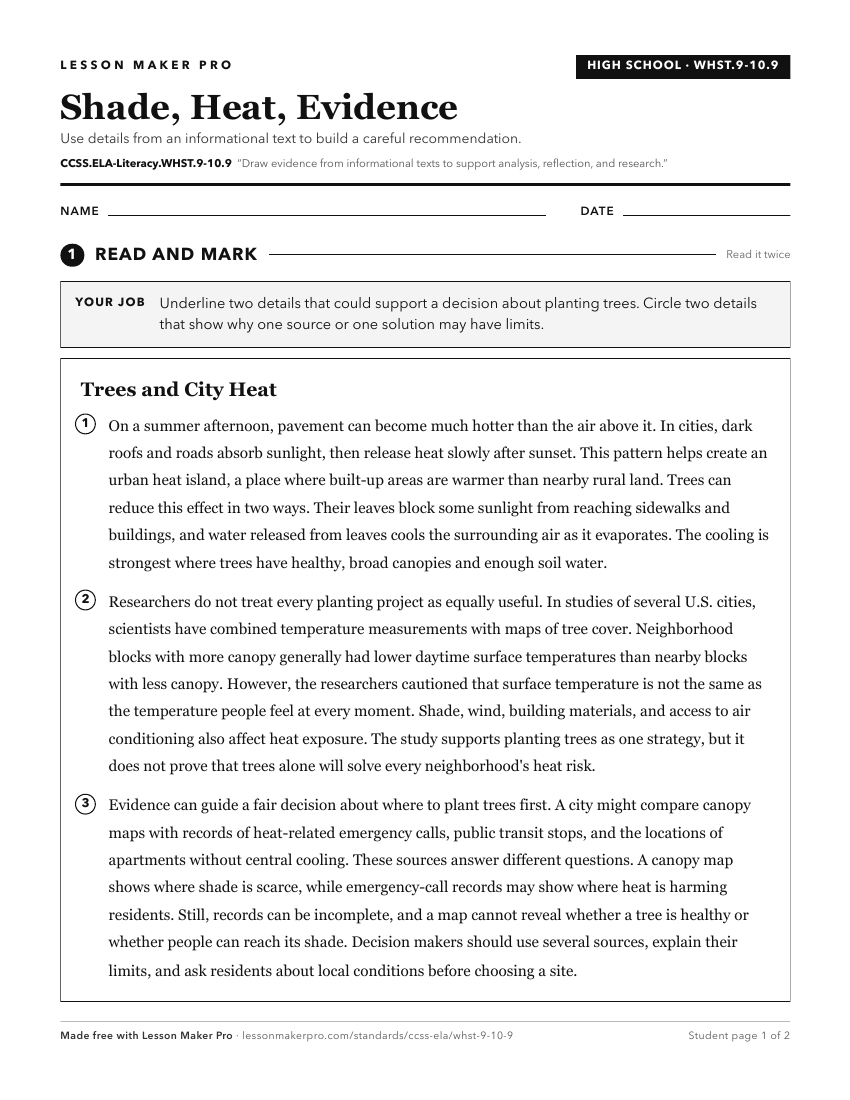 Preview of the CCSS.ELA-Literacy.WHST.9-10.9 printable worksheet