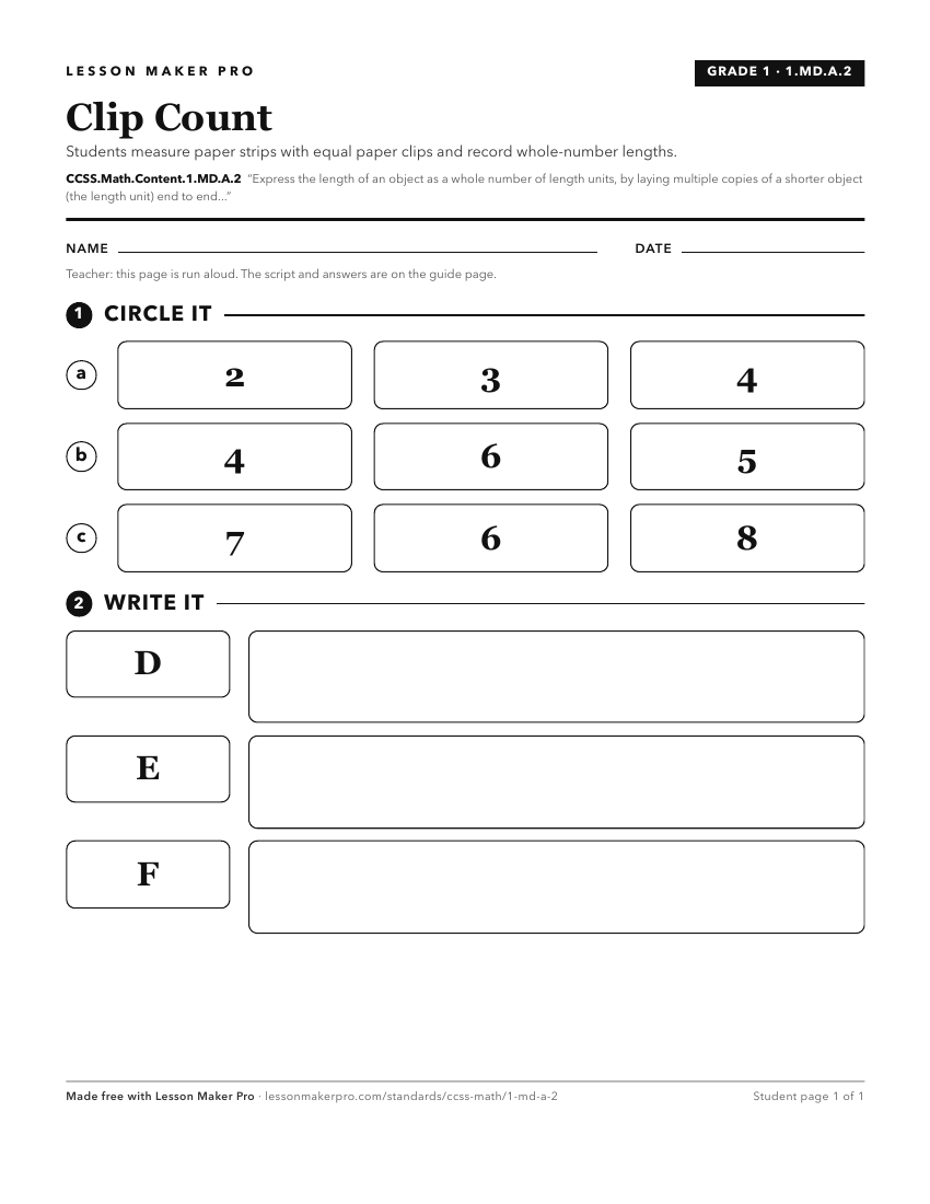 Preview of the CCSS.Math.Content.1.MD.A.2 printable worksheet
