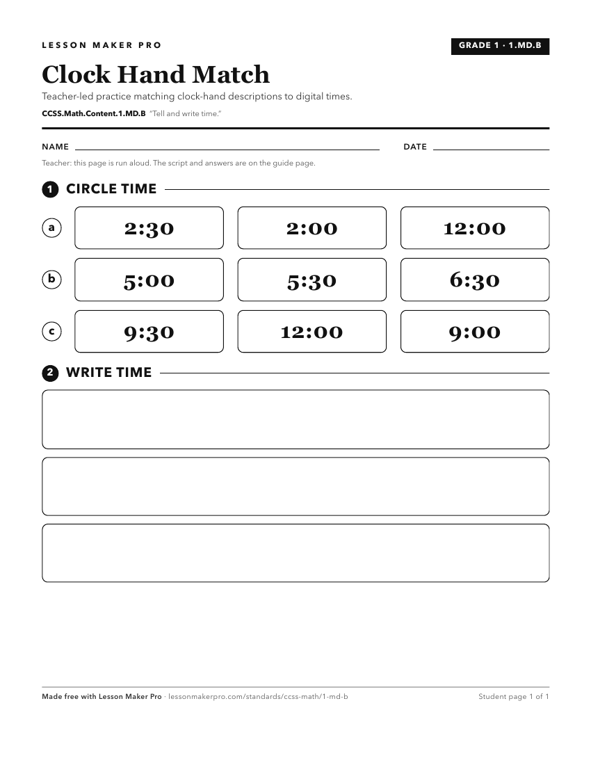 Preview of the CCSS.Math.Content.1.MD.B printable worksheet