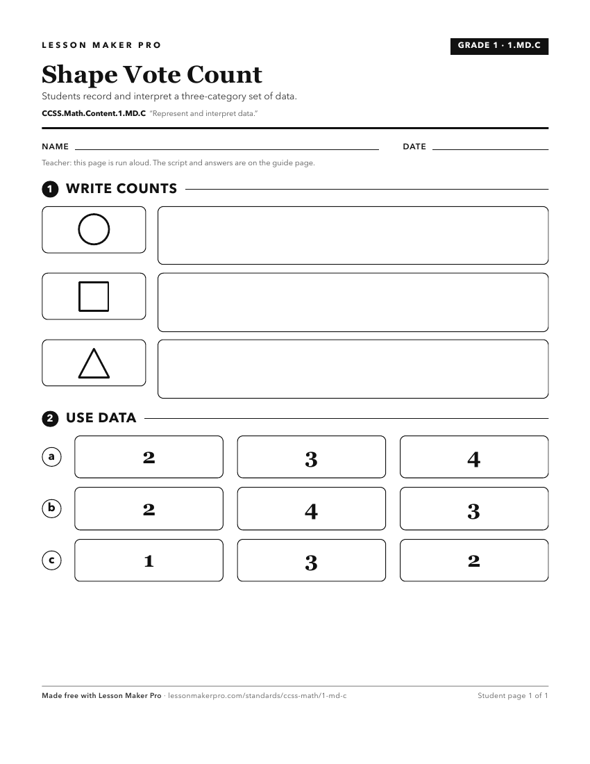 Preview of the CCSS.Math.Content.1.MD.C printable worksheet