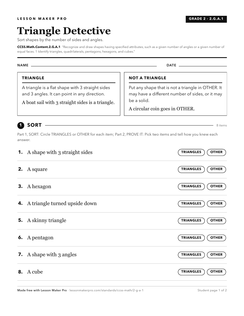 Preview of the CCSS.Math.Content.2.G.A.1 printable worksheet