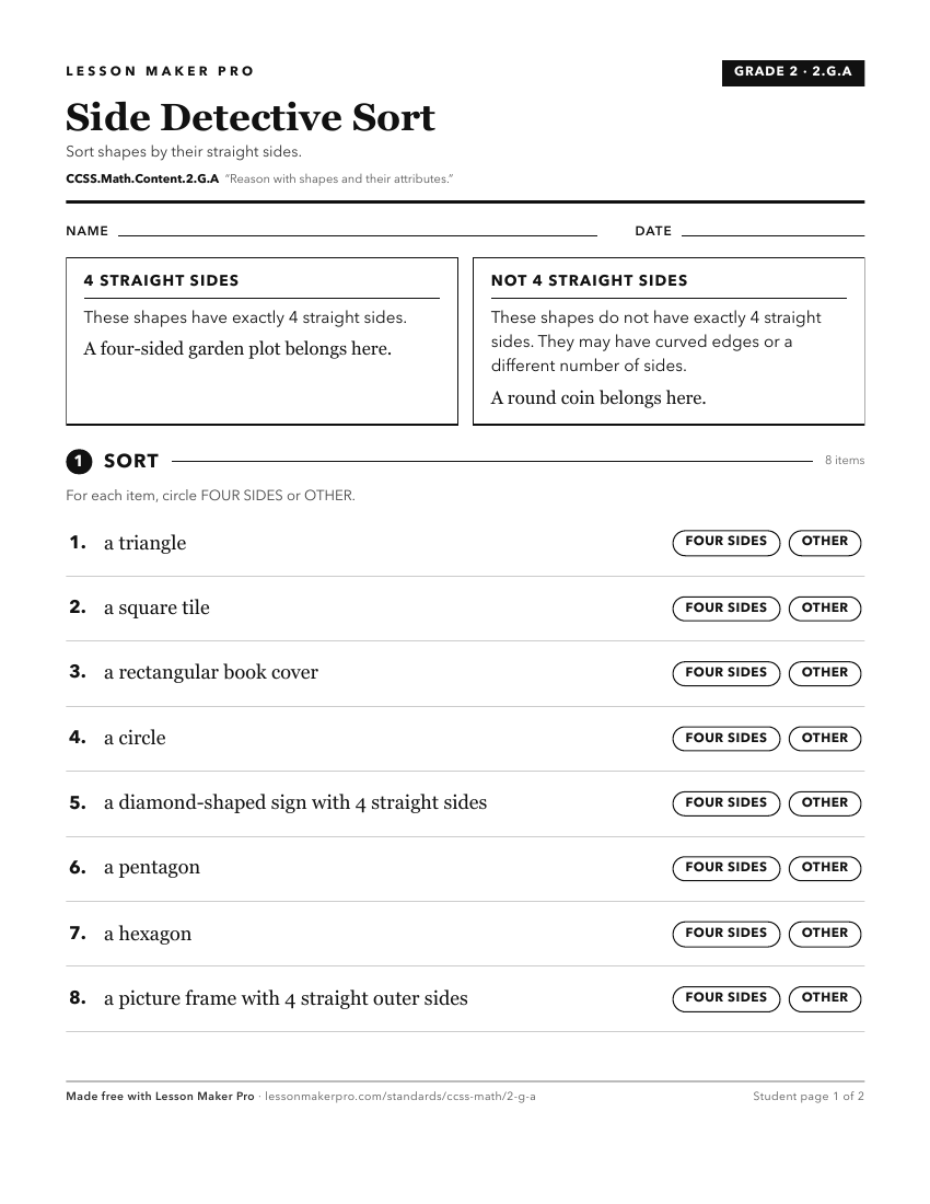 Preview of the CCSS.Math.Content.2.G.A printable worksheet
