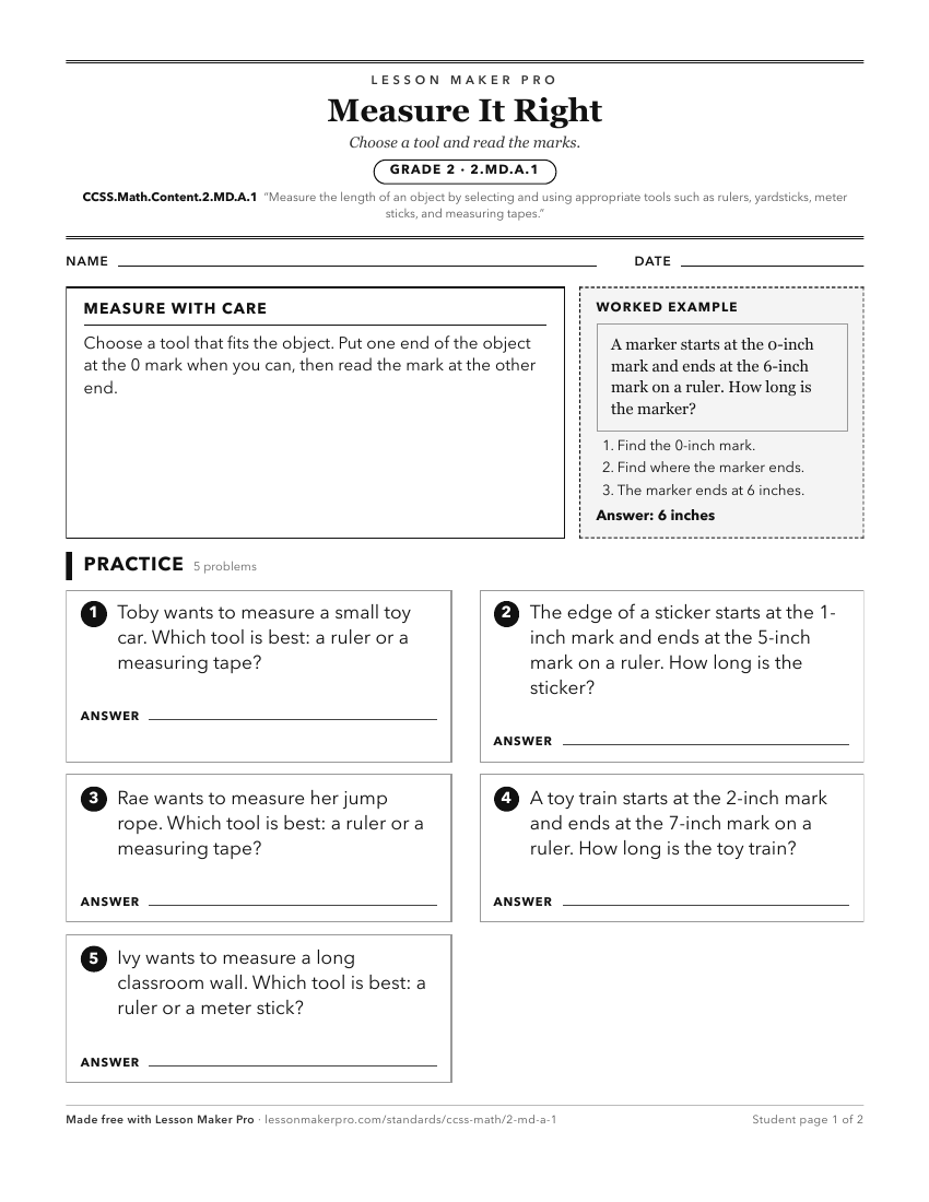 Preview of the CCSS.Math.Content.2.MD.A.1 printable worksheet