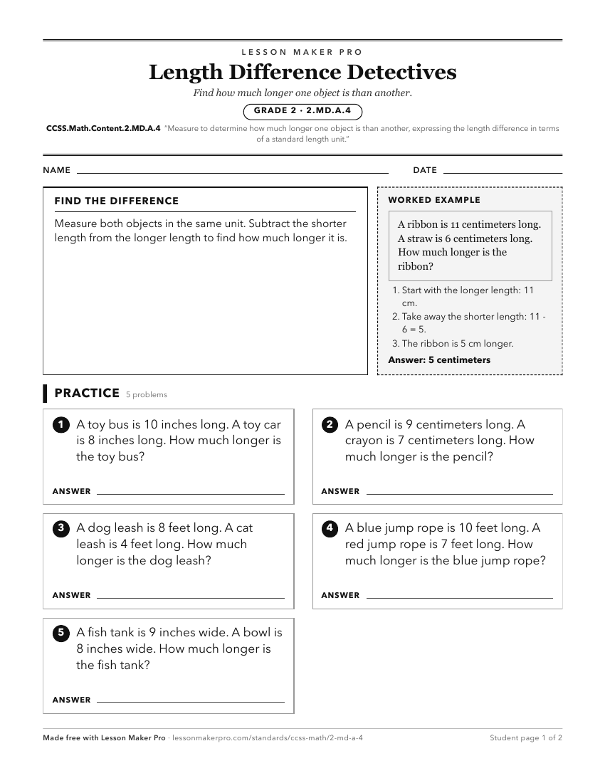 Preview of the CCSS.Math.Content.2.MD.A.4 printable worksheet
