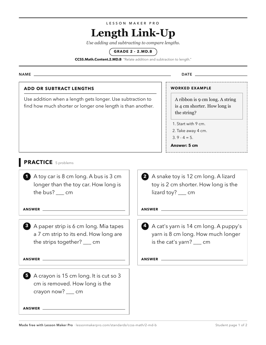 Preview of the CCSS.Math.Content.2.MD.B printable worksheet