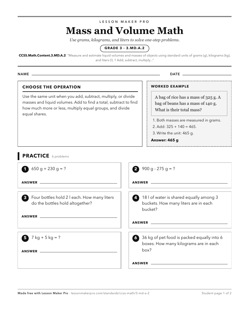 Preview of the CCSS.Math.Content.3.MD.A.2 printable worksheet