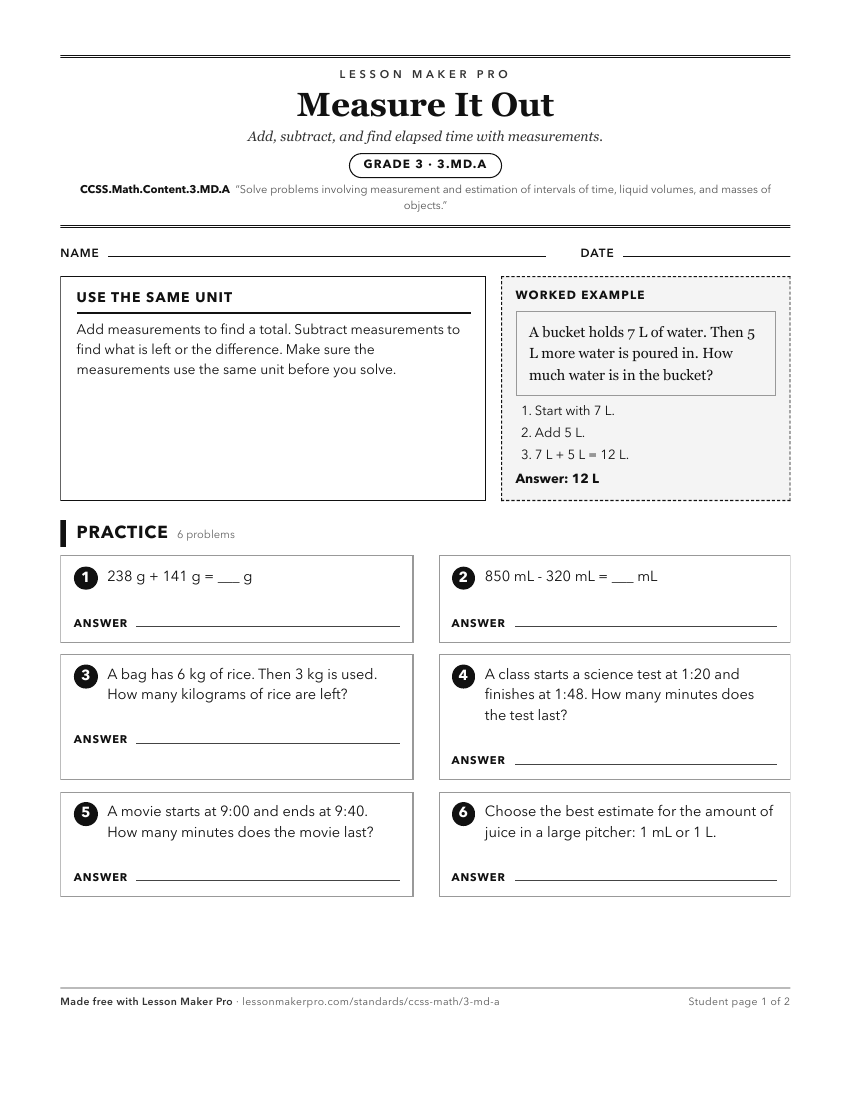 Preview of the CCSS.Math.Content.3.MD.A printable worksheet