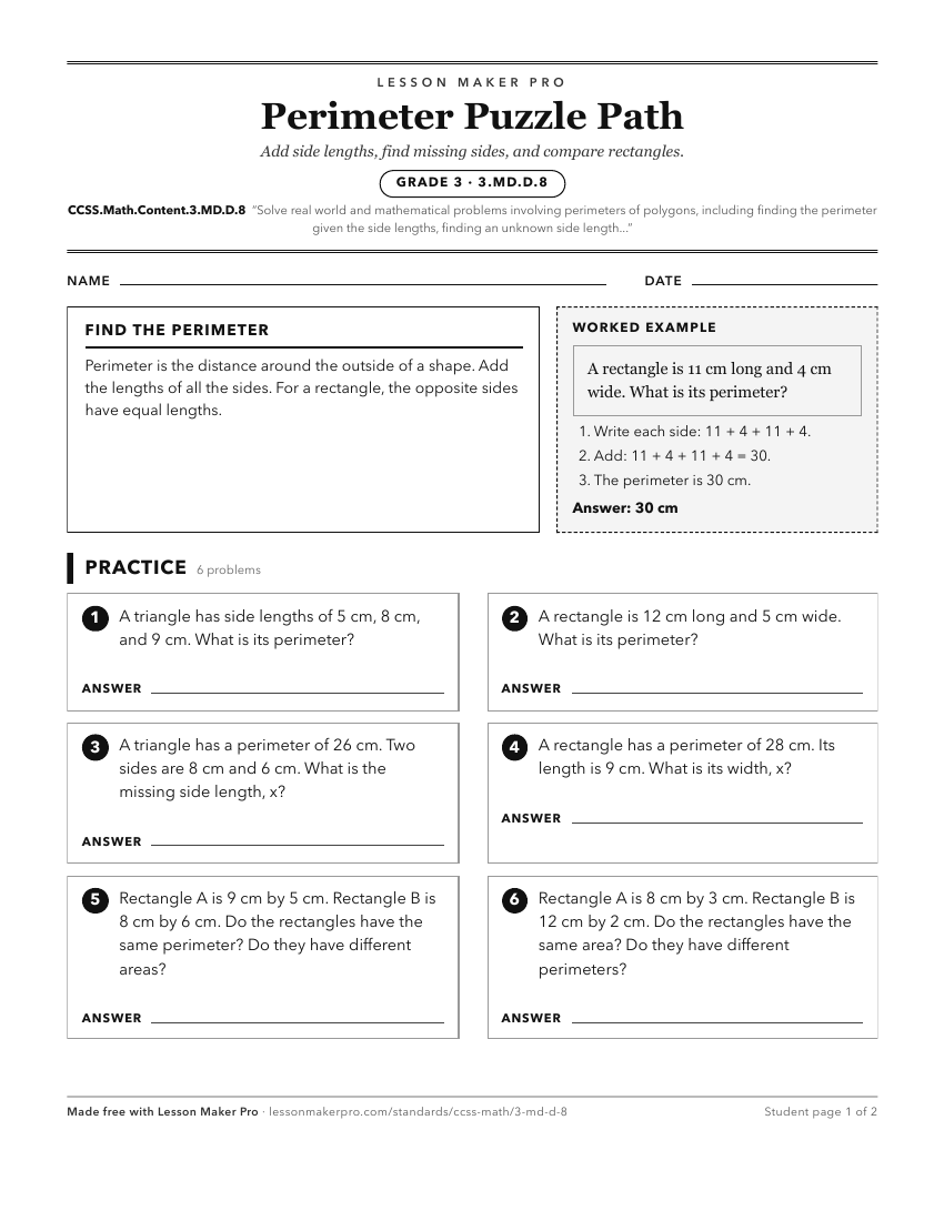 Preview of the CCSS.Math.Content.3.MD.D.8 printable worksheet