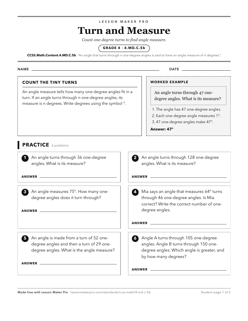 Preview of the CCSS.Math.Content.4.MD.C.5b printable worksheet