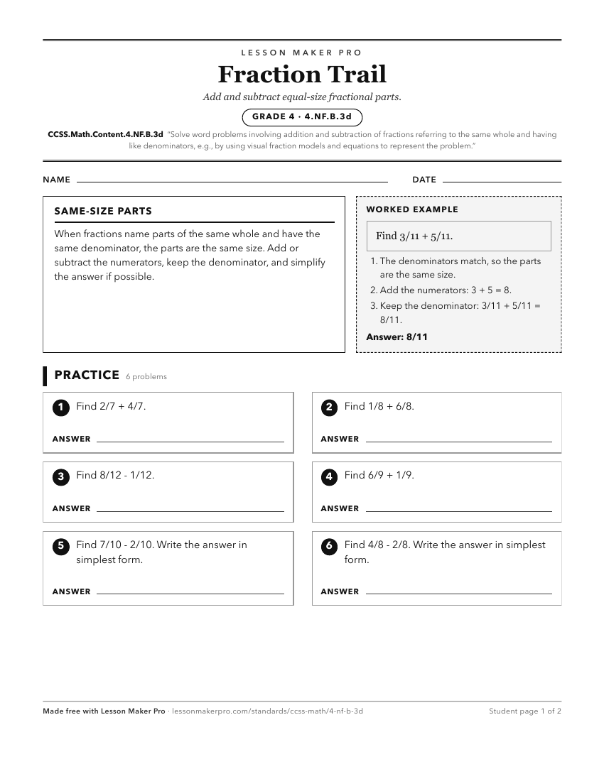 Preview of the CCSS.Math.Content.4.NF.B.3d printable worksheet
