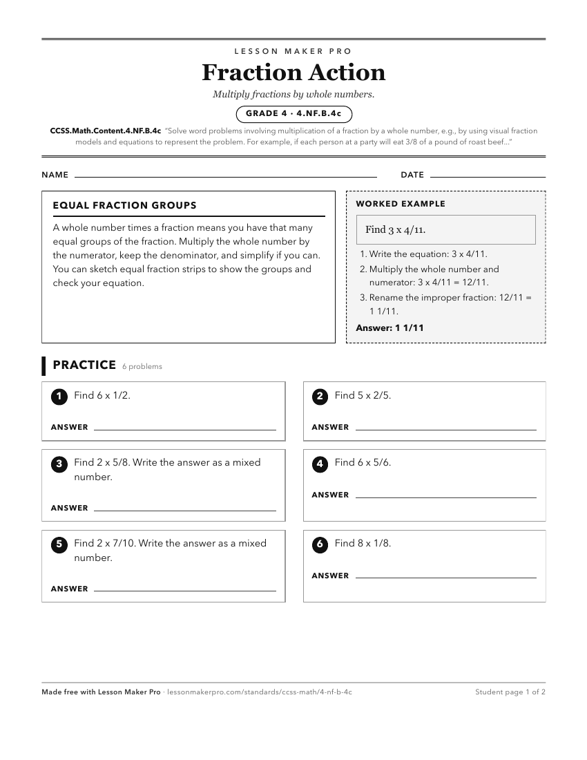 Preview of the CCSS.Math.Content.4.NF.B.4c printable worksheet