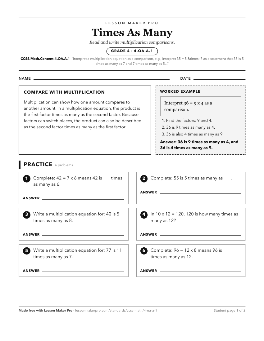 Preview of the CCSS.Math.Content.4.OA.A.1 printable worksheet