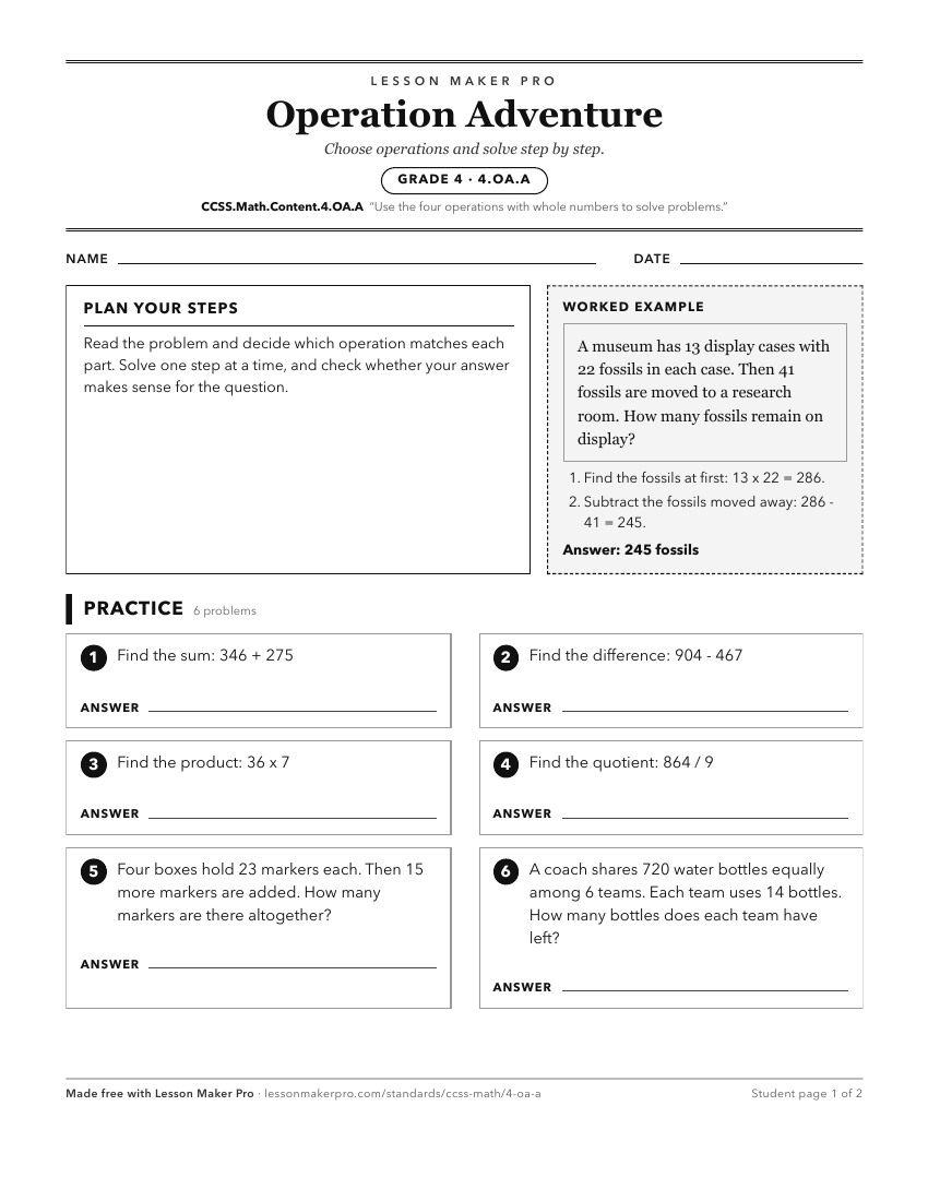 Preview of the CCSS.Math.Content.4.OA.A printable worksheet