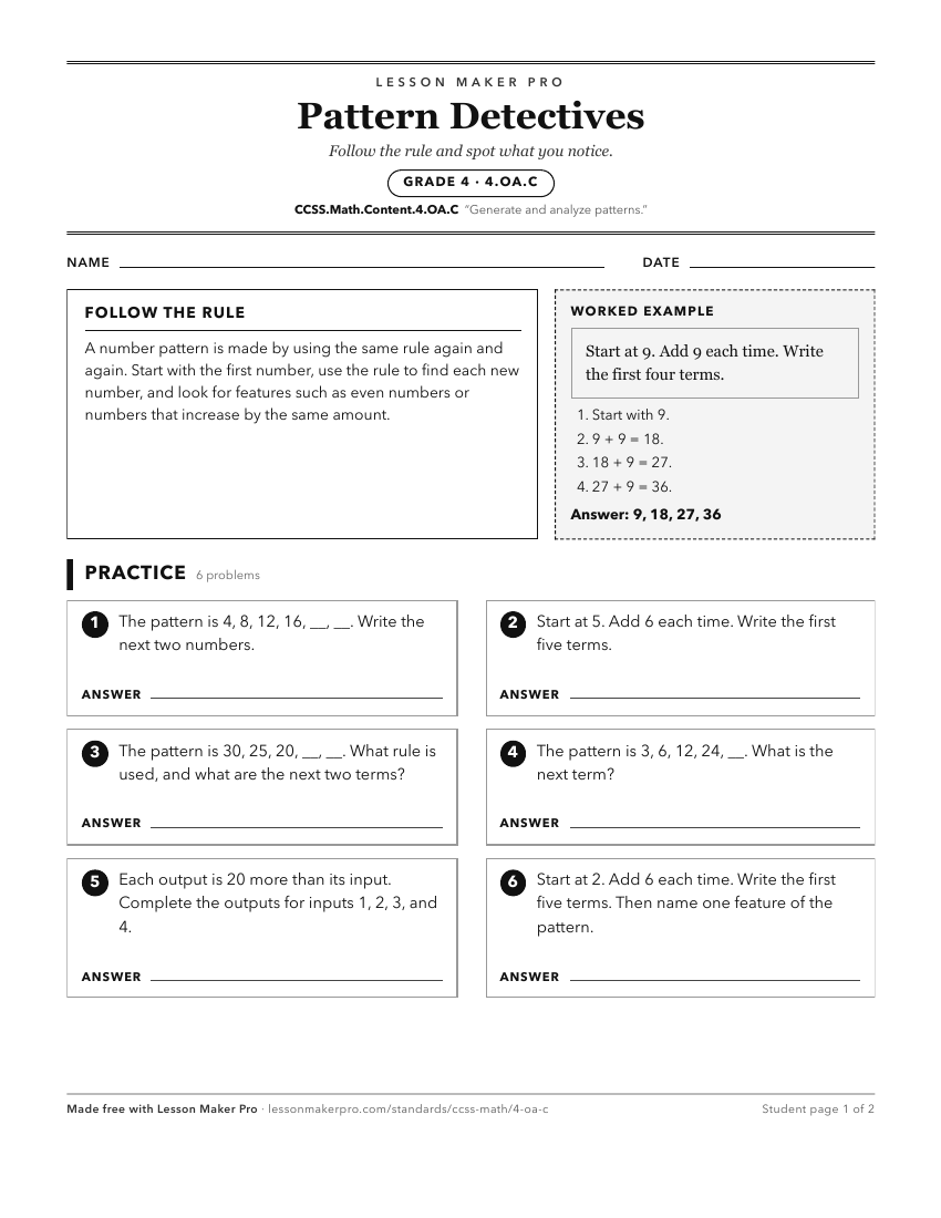 Preview of the CCSS.Math.Content.4.OA.C printable worksheet