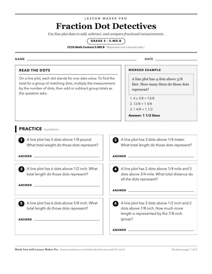 Preview of the CCSS.Math.Content.5.MD.B printable worksheet
