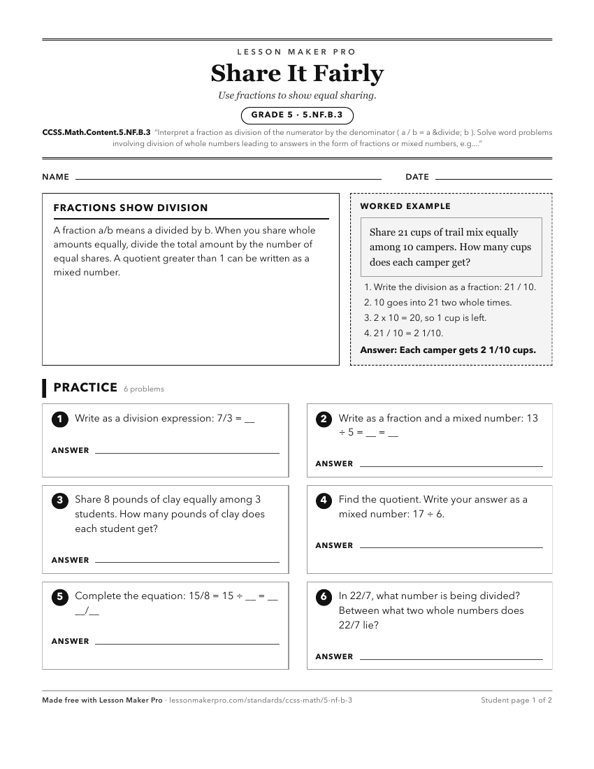 Preview of the CCSS.Math.Content.5.NF.B.3 printable worksheet