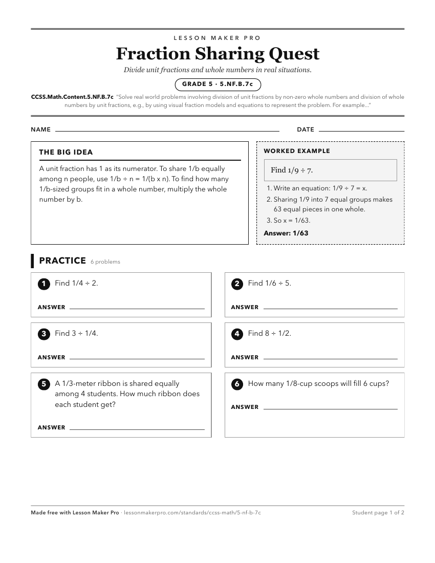 Preview of the CCSS.Math.Content.5.NF.B.7c printable worksheet