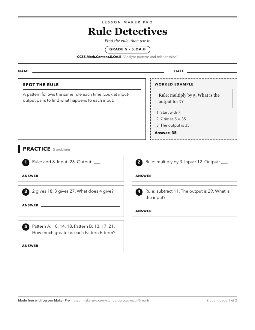 Preview of the CCSS.Math.Content.5.OA.B printable worksheet