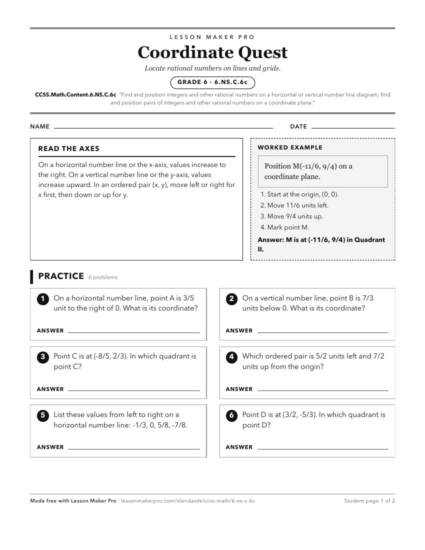 Preview of the CCSS.Math.Content.6.NS.C.6c printable worksheet