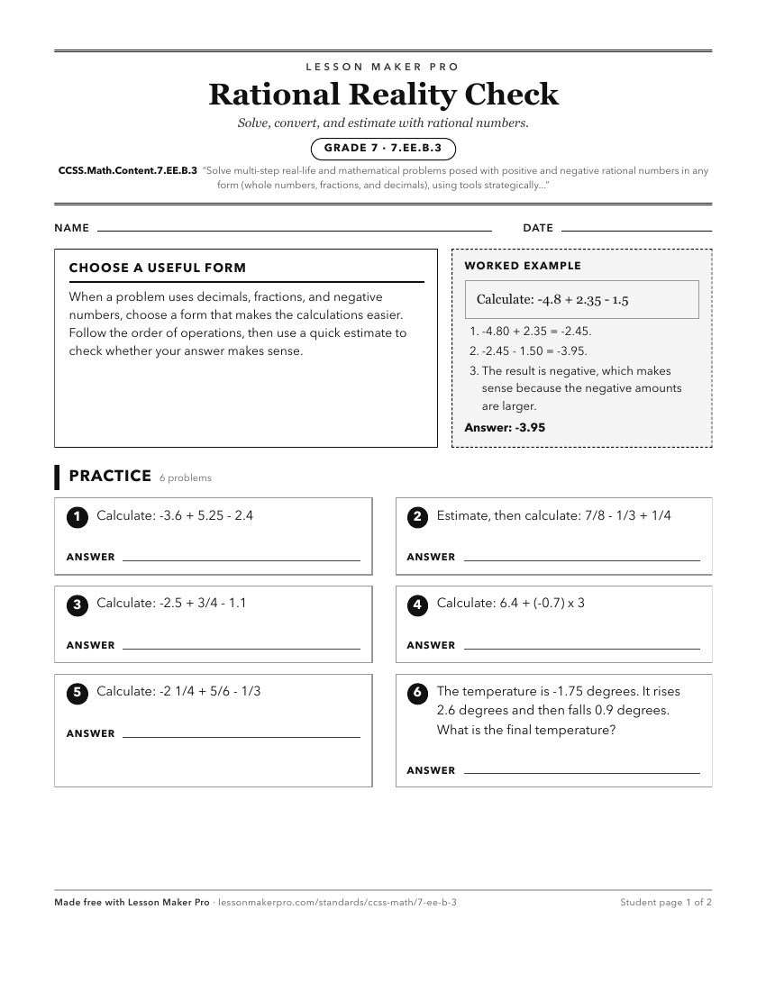 Preview of the CCSS.Math.Content.7.EE.B.3 printable worksheet