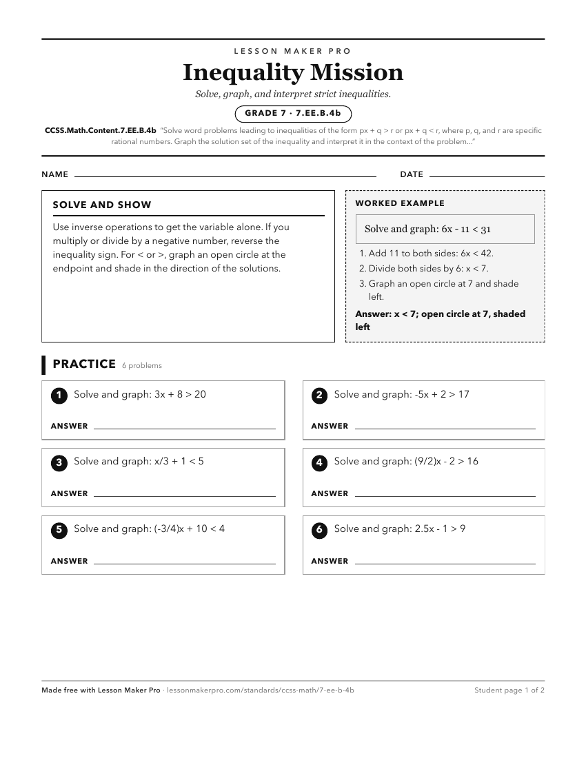 Preview of the CCSS.Math.Content.7.EE.B.4b printable worksheet