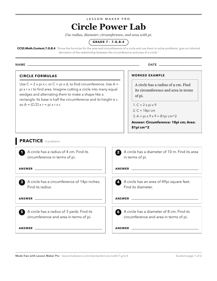 Preview of the CCSS.Math.Content.7.G.B.4 printable worksheet
