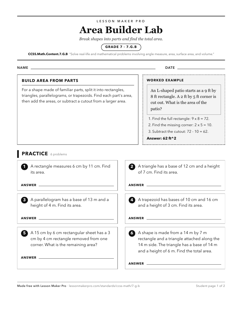 Preview of the CCSS.Math.Content.7.G.B printable worksheet