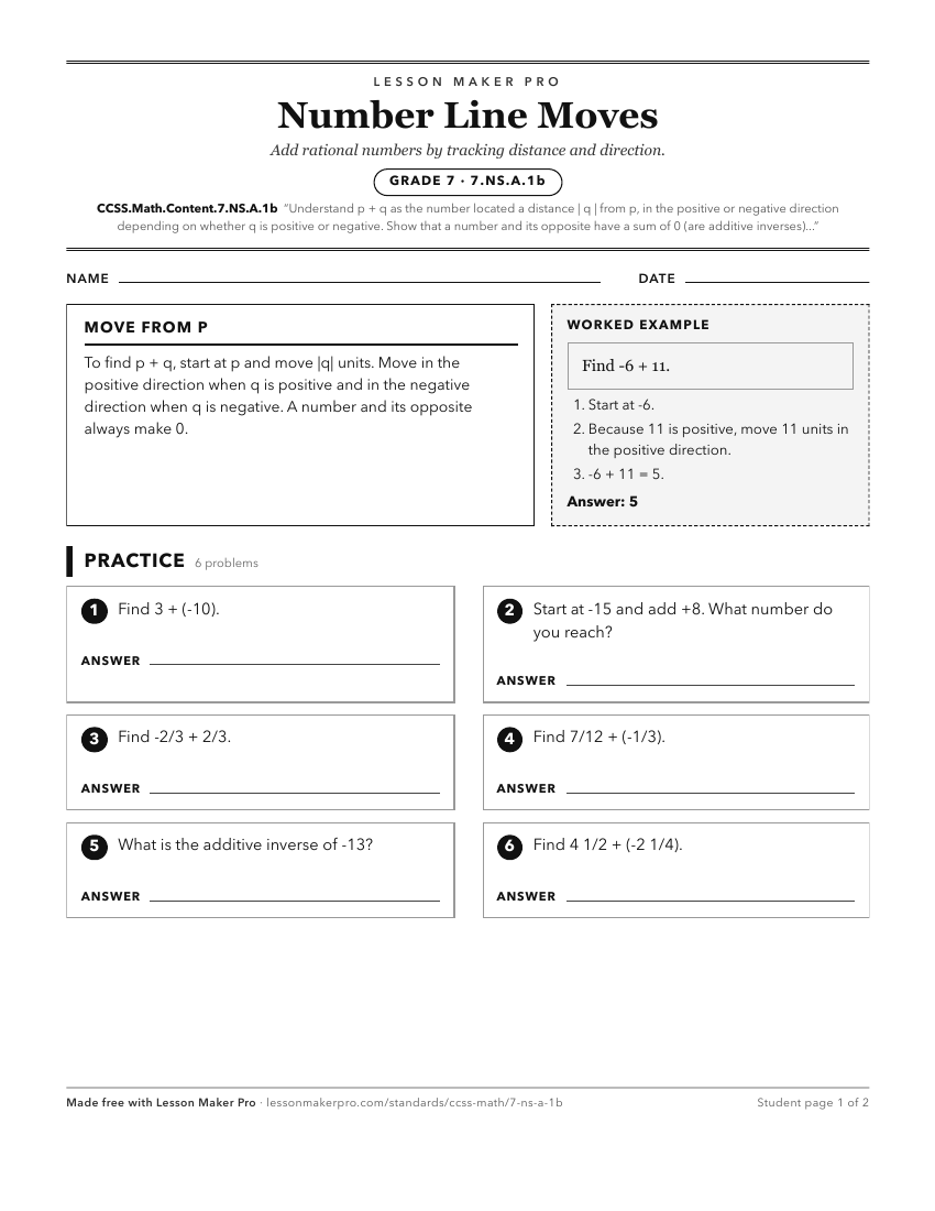 Preview of the CCSS.Math.Content.7.NS.A.1b printable worksheet