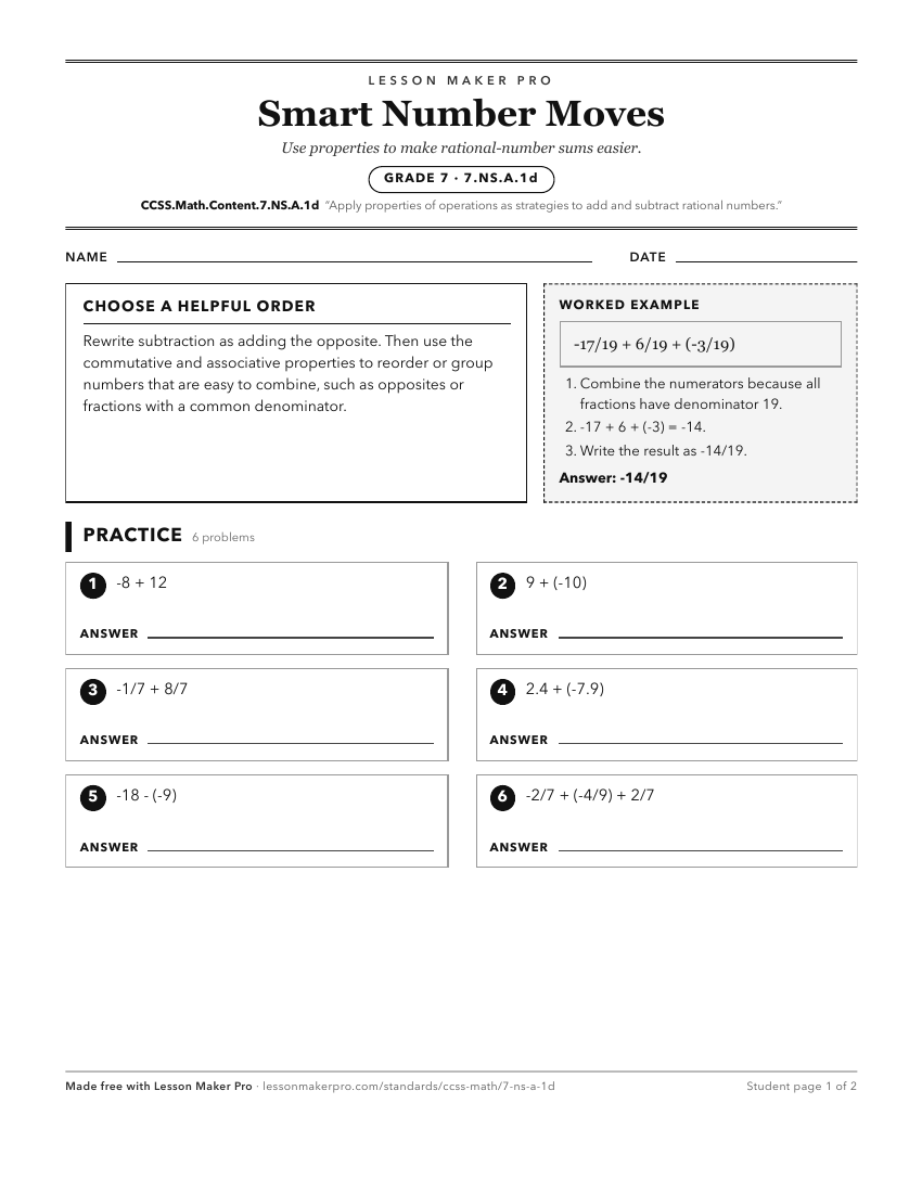 Preview of the CCSS.Math.Content.7.NS.A.1d printable worksheet