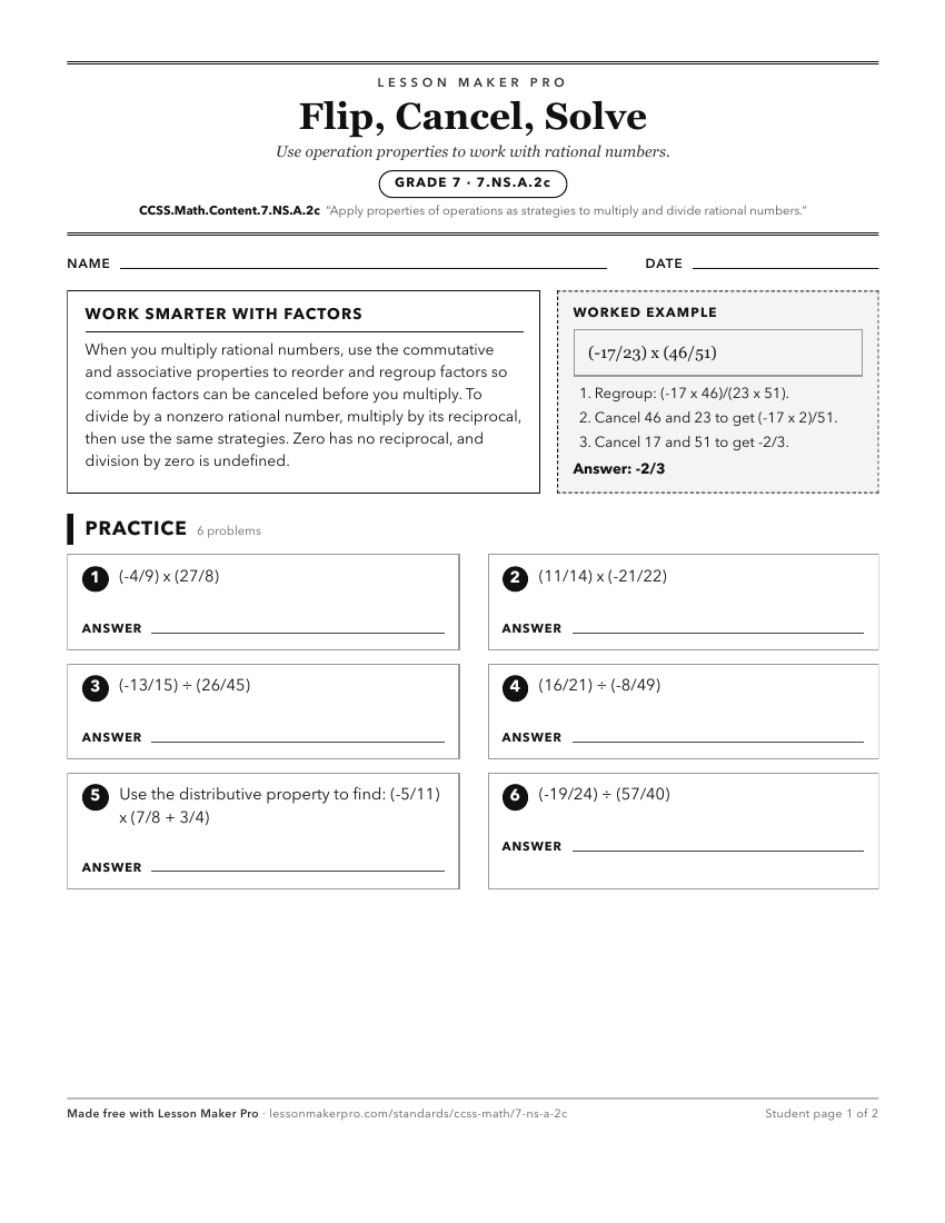 Preview of the CCSS.Math.Content.7.NS.A.2c printable worksheet