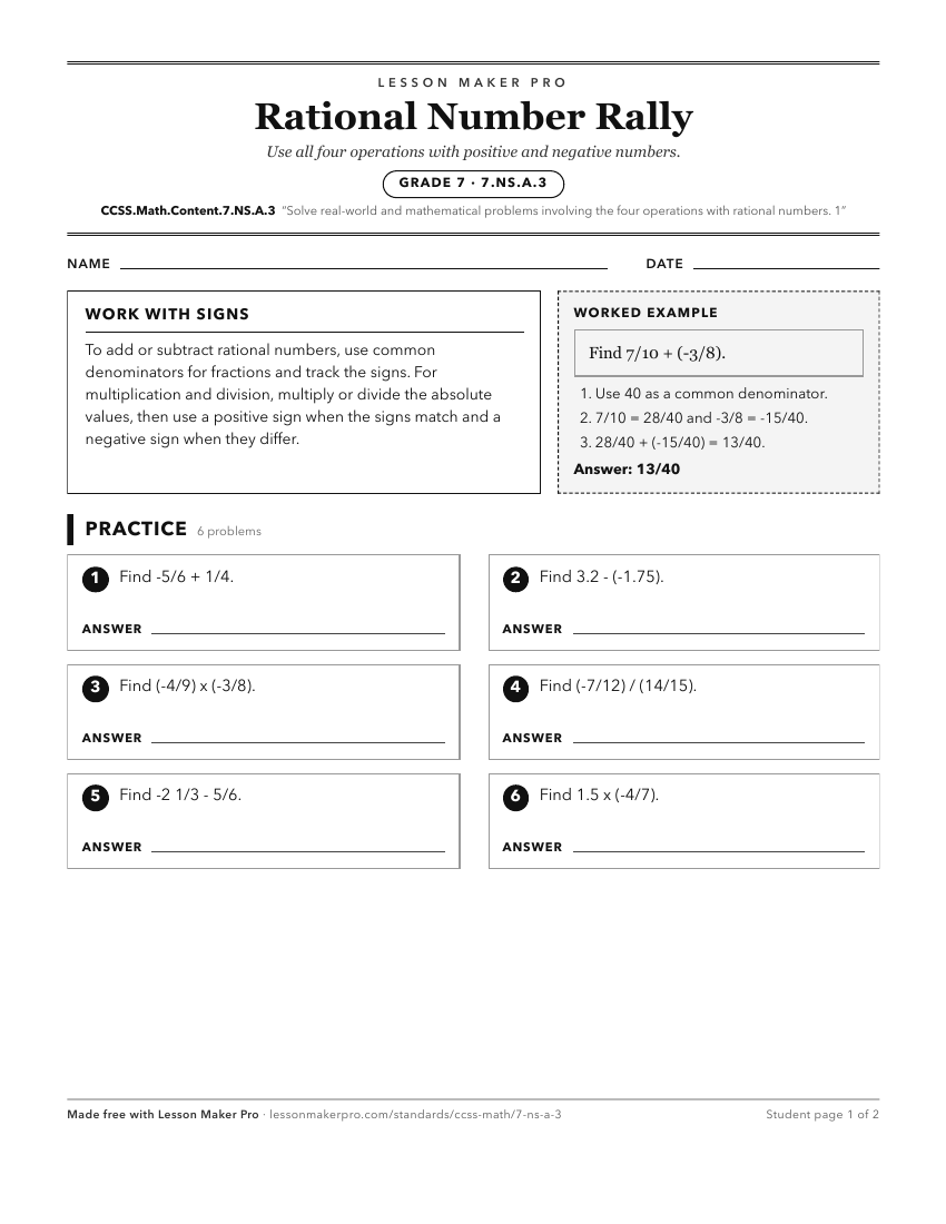 Preview of the CCSS.Math.Content.7.NS.A.3 printable worksheet