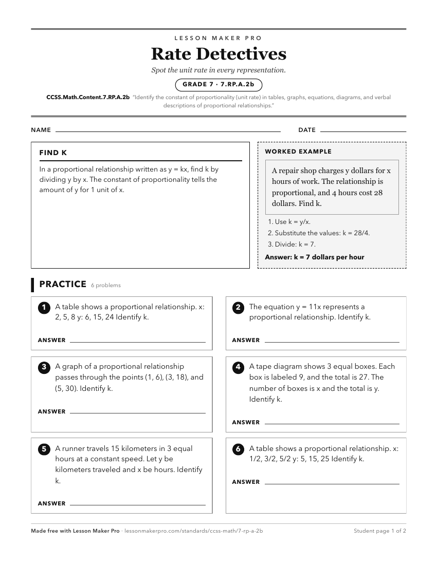Preview of the CCSS.Math.Content.7.RP.A.2b printable worksheet