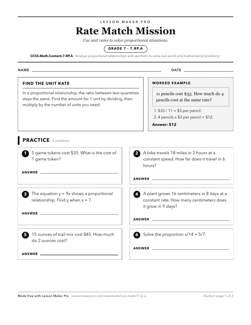 Preview of the CCSS.Math.Content.7.RP.A printable worksheet