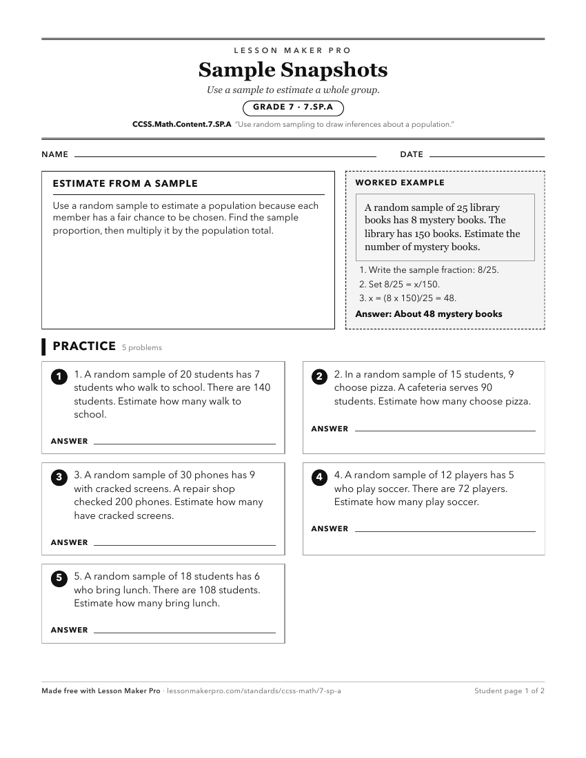 Preview of the CCSS.Math.Content.7.SP.A printable worksheet