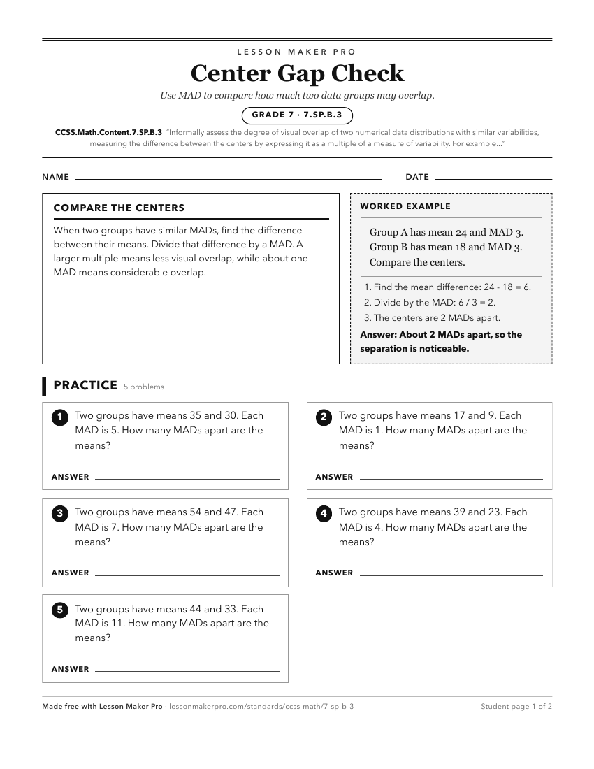Preview of the CCSS.Math.Content.7.SP.B.3 printable worksheet